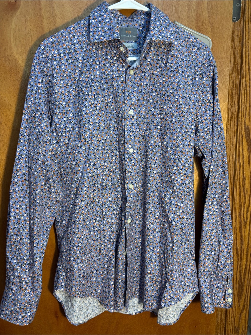 Thomas Dean Blue Floral Button-Down Shirt